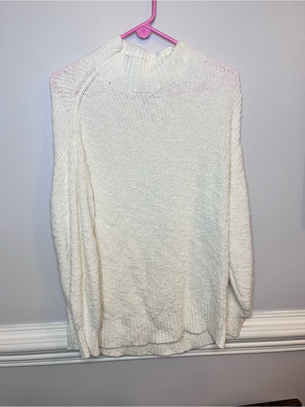 aerie Cream Mock Neck Knit Sweater